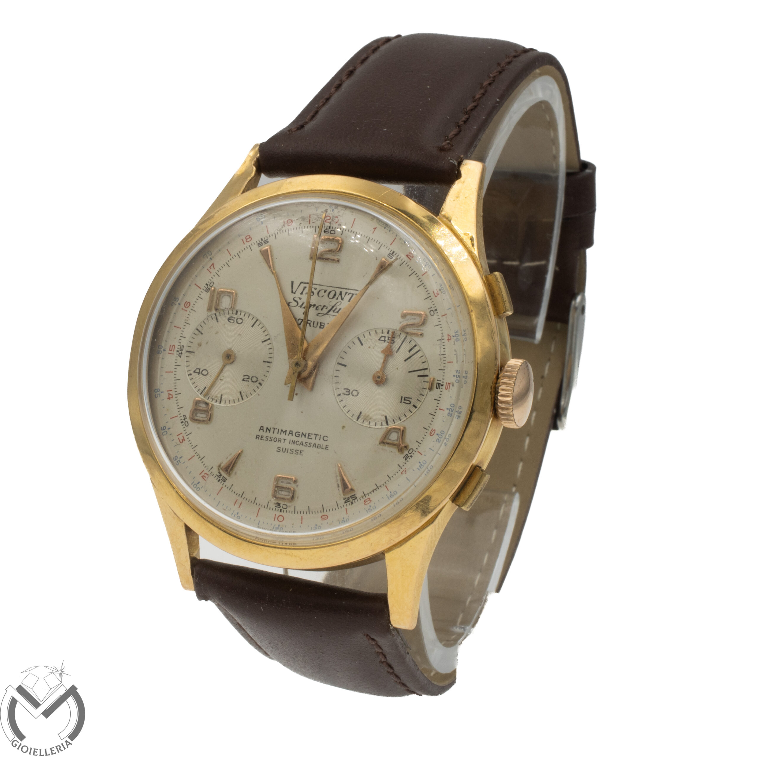 Orologio Cronografo VISCONT Superlux Landeron L248 Oro 18 kt 750 carica manuale uomo 266st25 - immagine 2
