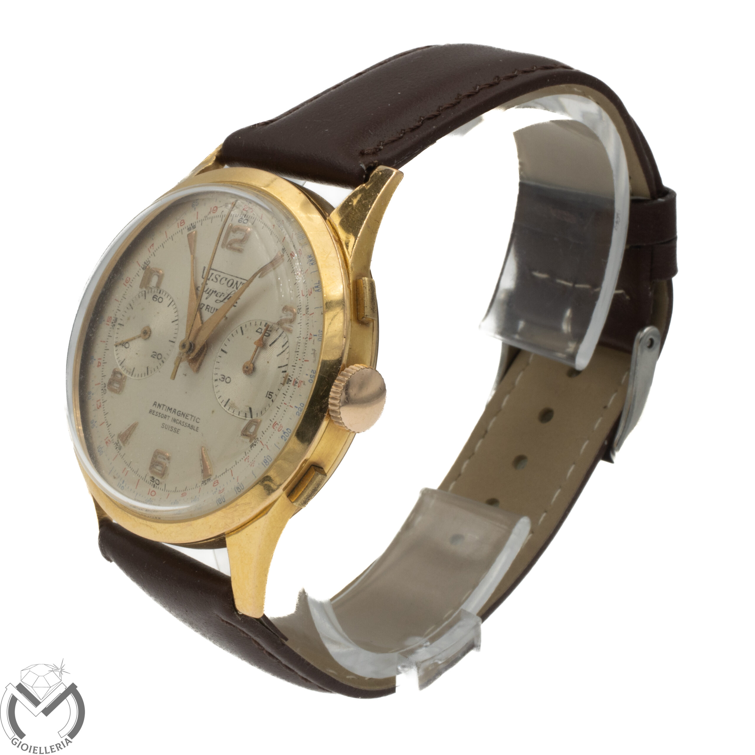 Orologio Cronografo VISCONT Superlux Landeron L248 Oro 18 kt 750 carica manuale uomo 266st25 - immagine 4