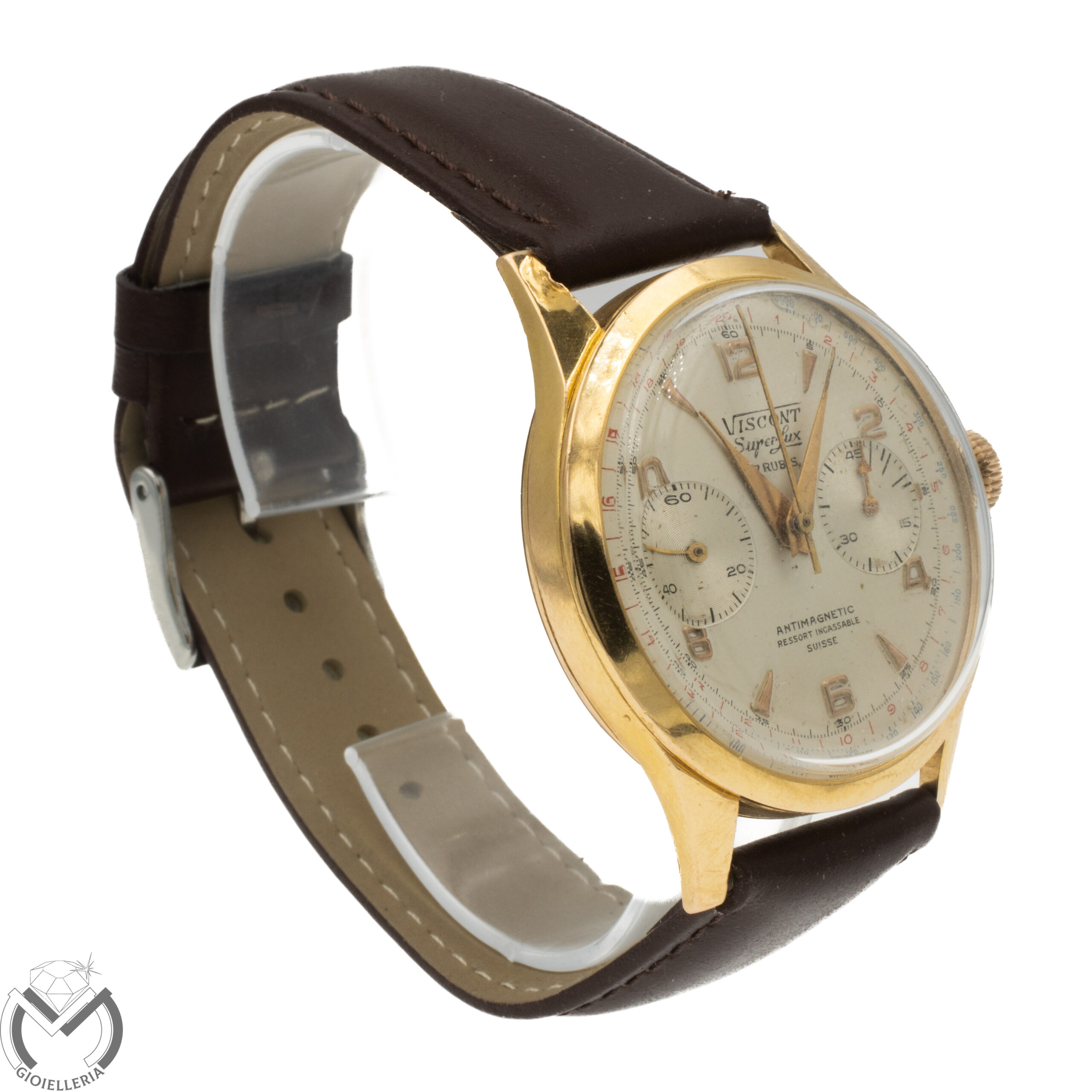 Orologio Cronografo VISCONT Superlux Landeron L248 Oro 18 kt 750 carica manuale uomo 266st25 - immagine 3