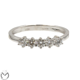 Anello veretta in oro bianco 18 Kt 750 5 diamanti 0,45 ct -752/ST-