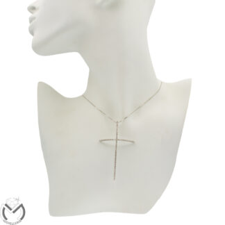 Collana oro bianco 18 Kt 750 croce diamanti 0,78 ct -1020/ST-