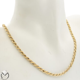 Collana in oro giallo bianco 18 Kt 750 maglia corda veneziana -833/ST-