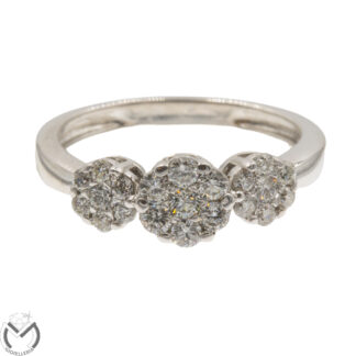 Anello trilogy rosetta in oro bianco 18 Kt 750 con diamanti 0,69 ct -953/ST-