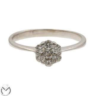 Anello in oro bianco 18 Kt 750 solitario rosetta con diamanti 0,37 ct -953/ST-