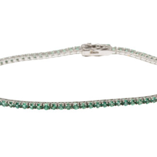 Bracciale tennis oro bianco 18 Kt 750 con smeraldi -1188/ST-