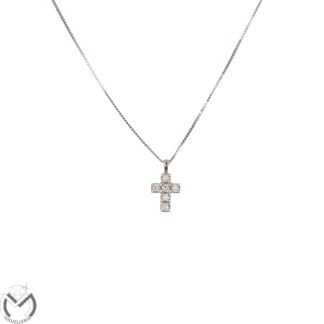 Collana oro bianco 18 Kt 750 croce diamanti 0,06 ct -1124/ST-
