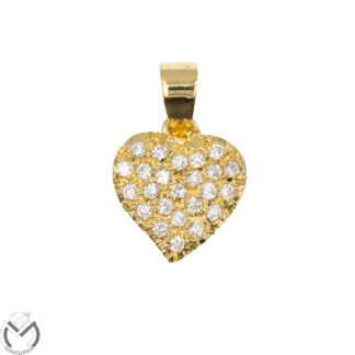 Pendaglio oro giallo 18 kt 750 cuore zirconi -317/vv-