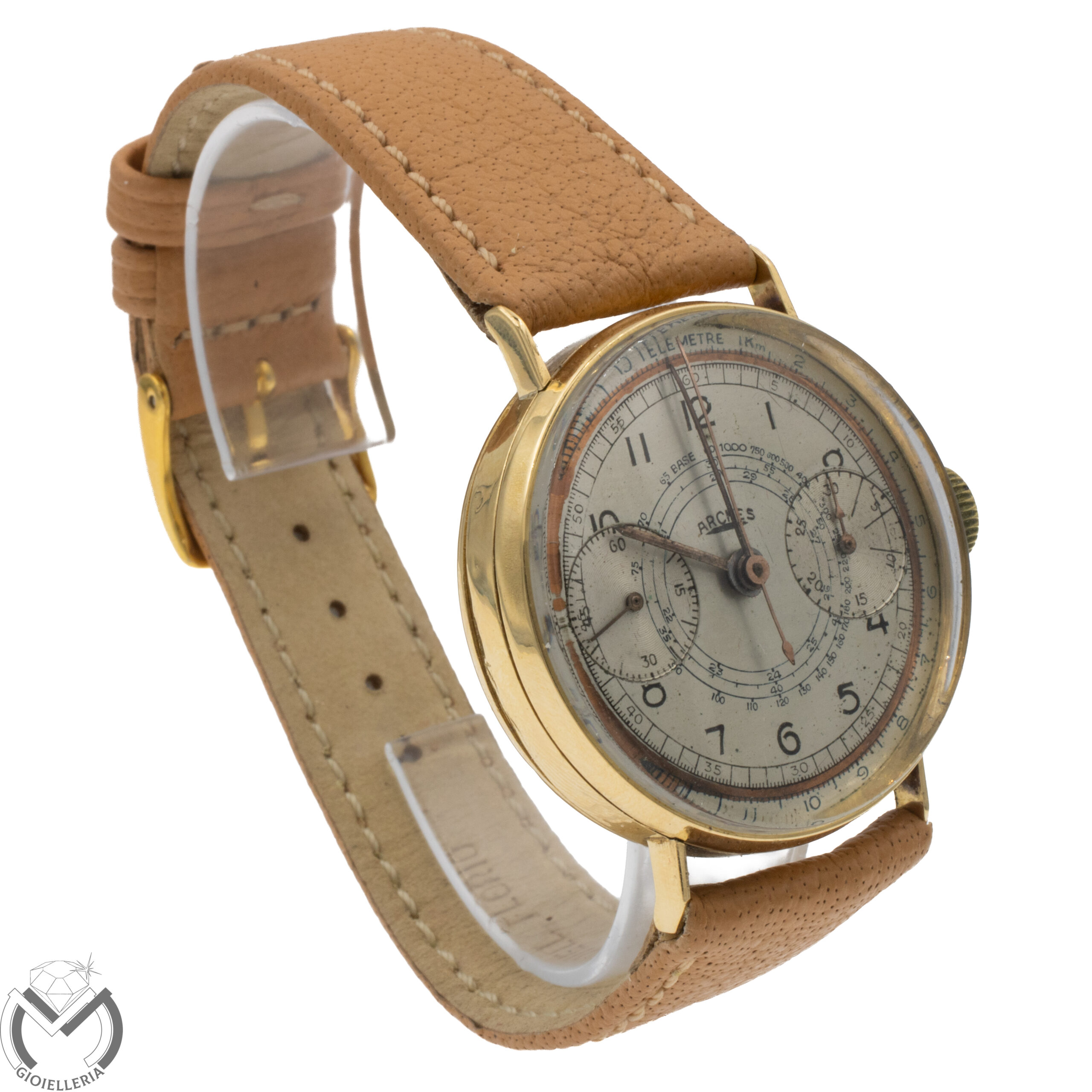 Orologio Cronografo ARCHES Vintage Landeron 39 Oro 18 kt 750 carica manuale uomo 308vv26 - immagine 4