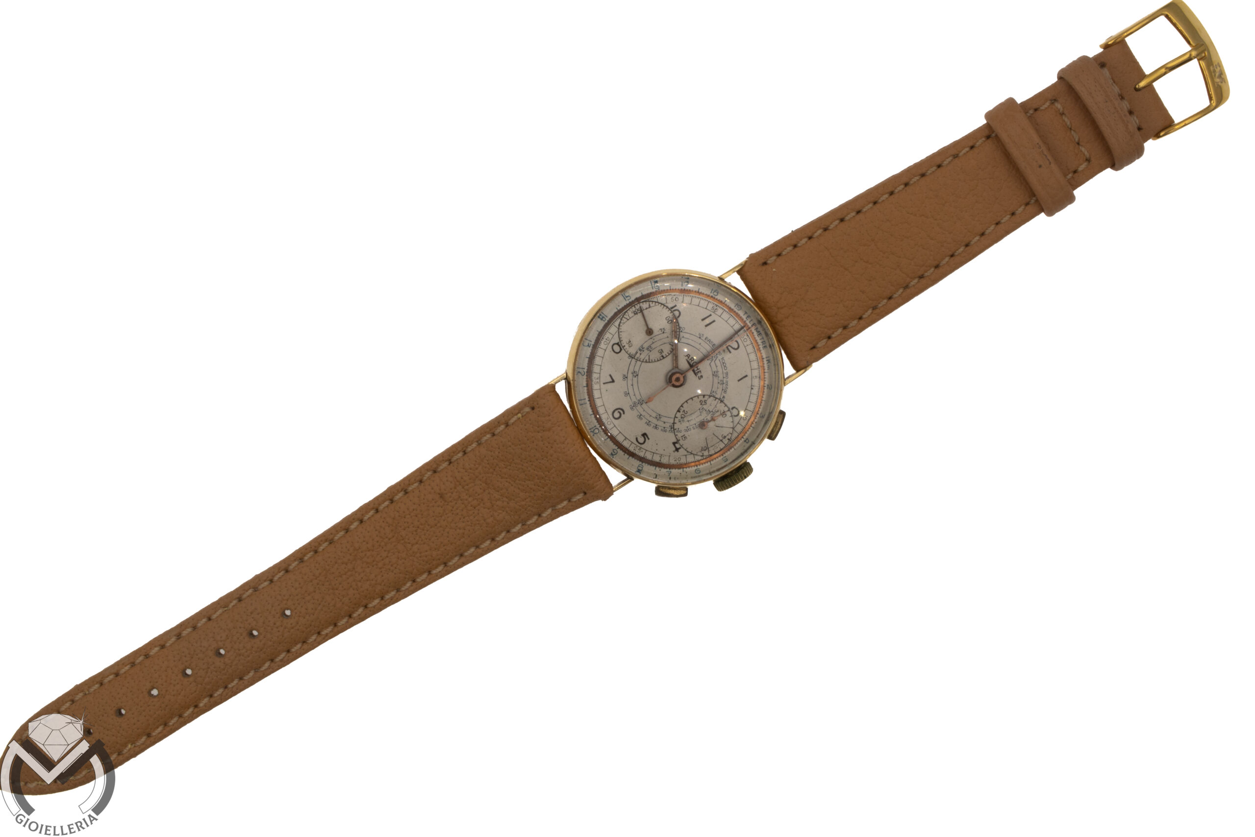 Orologio Cronografo ARCHES Vintage Landeron 39 Oro 18 kt 750 carica manuale uomo 308vv26 - immagine 6